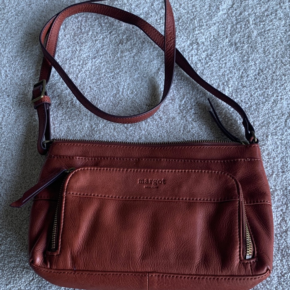 Margot Crossbody Bag in Red-Brown Leather